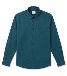 เสื้อเชิ้ตผู้ชาย Enovate แบบกระดุมสองแถว สีพื้น แขนยาว สไตล์ลำลอง ปกคอพับ ระบายอากาศได้ดี ผ้าป๊อปลินคอตตอน - Product Image 1
