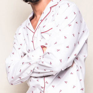 Conjunto de Pijama de Satén para Hombre con Logotipo Personalizado, Cierre Frontal con Botones, Ropa de Dormir y Camisas - Product Image 6