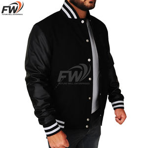 Chaqueta Varsity Personalizada de Alta Calidad con Logotipo Personalizado, Estilo Otoñal, Chaqueta de Lona y Cuero para Hombre, Estilo Urbano, Transpirable, Venta al Por Mayor - Product Image 3
