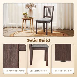 Set di 2 Sedie da Pranzo in Lino Grigio Espresso, Sedie da Cucina con Gambe in Legno di Gomma per Soggiorno e Sala da Pranzo - Product Image 5