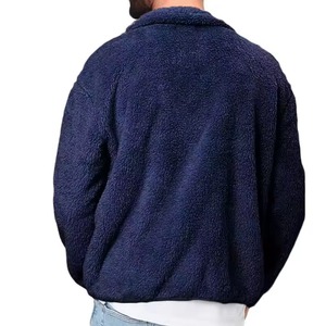 Wholesale Custom Solid Color Zipper Loose Long Sleeve <b>Sherpa</b> Winter Coat Polar Fleece <b>Jacket</b> Street Fashion <b>Jackets</b> for <b>Men</b> - Product Image 2