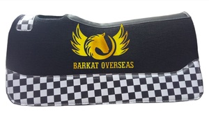 แผ่นรองอานม้าลายตารางแบบตะวันตก คุณภาพสูง ทำมือ หนังแท้ วาดลายด้วยมือ ส่งตรงจากอินเดีย สำหรับการแข่งม้าแบบอังกฤษ - Product Image 6