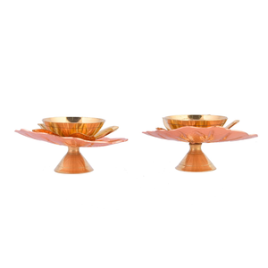 Handcrafted Brass Lotus Diya Set of 2 Traditional <b>Oil</b> <b>Lamp</b> Deepak Deepam for Pooja Home Temple Prayer Room Diwali Decoration - Product Image 3