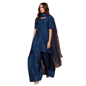Nouvel ensemble Salwar Kameez 3 pièces moderne pour femme, décontracté, séchage rapide, toutes saisons, pour fêtes, en soie Farshi brodée à la main - Product Image 1