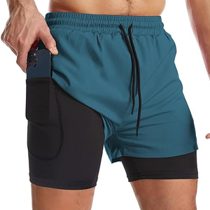 Pantalones Cortos Deportivos para Hombre 2 en 1 con Forro de Compresión, Pantalones Cortos para Correr y Hacer Ejercicio de Secado Rápido, Personalización de Marca, OEM al por Mayor - Product Image 4