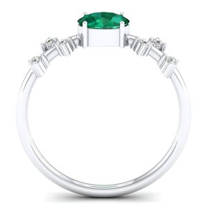 Bague de fiançailles REYES sur mesure en or massif 14 carats avec émeraude ovale de 0,75 carat, certifiée GRA, bijoux fins en moissanite - Product Image 4