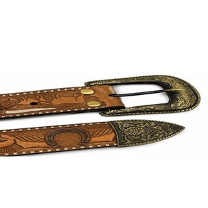 Cinturón de Cuero Estilo Western con Diseño Animal Grabado a Mano y Hebilla de Cobre de Diseño, Estilo Casual Vintage - Product Image 3