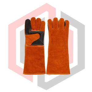 Gants de soudage en cuir croûte, double paume renforcée, doigts anti-vibration, antidérapants, résistants aux déchirures pour soudage TIG/MIG/Stick - Product Image 1
