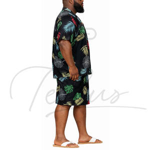 Nouvel ensemble chemise et short hawaïen grande taille pour homme – Imprimé décontracté à manches courtes pour l'été - Product Image 5