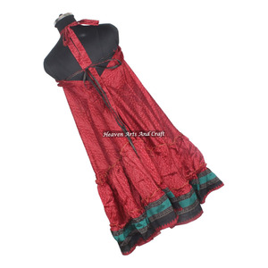 Nuevo Vestido Túnica Informal de Diseñador Auténtico Estilo Hippie Bohemio, Vestido de Seda Sari, Vestido de Noche Elegante para Mujer, Vestido de Noche sin Mangas - Product Image 4