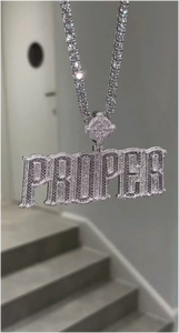 จี้เพชรโมอิสซาไนต์แบบฮิปฮอปสั่งทำพิเศษ สี D ระดับ VVS พร้อมสร้อยคอประดับเพชรแบบ Iced Out ตัวอักษรชื่อหรืออักษรย่อ - Product Image 2