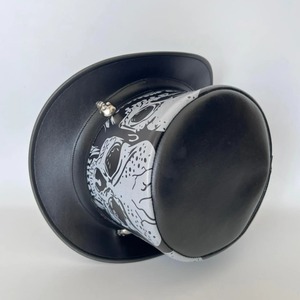 Chapeau haut-de-forme unisexe en cuir, accessoire de mode classique pour hommes et femmes, idéal pour les événements, les fêtes et les tenues costumées - Product Image 5