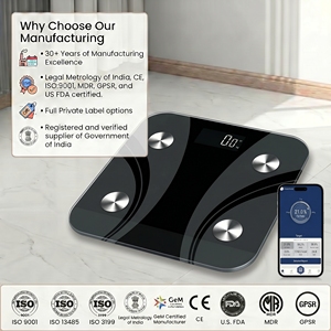 Smart Body Fat <b>Scale</b> Digital Glass Rectangle Bluetooth BMI App 150kg Maximum <b>Weight</b> Bathroom Use Modern Style - Product Image 1