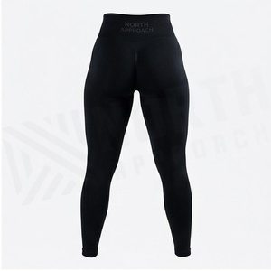 Leggings longs taille haute North Approach, noirs unis, sans coutures, extensibles dans quatre directions, pour le yoga et les vêtements de sport pour femmes - Product Image 2