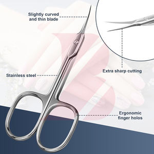 Tijeras de uñas de acero inoxidable con hoja curva, herramienta de manicura de precisión para recortar cejas y pestañas, y cuidado de la piel seca, precio al por mayor. - Product Image 3
