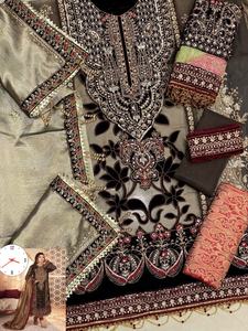 ชุด Organza สีน้ำตาลทองชุดปากีสถาน/อินเดียที่มีการเย็บปักถักร้อยที่มีคุณภาพสูงขายร้อน2023 - Product Image 2