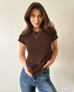 Camiseta de algodón lisa de alta calidad para mujer - Product Image 3