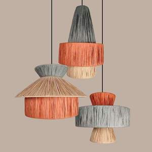 Abat-jour en rotin festonné, abat-jour suspendu tissé à la main, lampe suspendue bohème naturelle pour la décoration du salon et de la chambre - Product Image 1