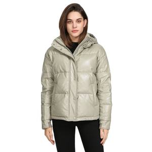 Veste courte de motard style streetwear pour femme, cardigan matelassé d'hiver avec écharpe intégrée, manteau doudoune pour femme - Product Image 2