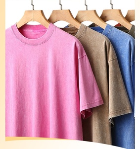 T-shirt en jean délavé surdimensionné pour homme, manches courtes, col rond, couleur unie, en coton, style décontracté - Product Image 5
