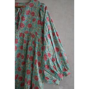 Robe en coton à imprimé bloc pour femmes, tenue d'été bohème faite à la main, tissu naturel léger et respirant, tenue décontractée - Product Image 2