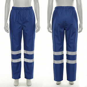 Men and Women <b>Work</b> <b>Pant</b> 240 GSM Poly Cotton Twill Royal Blue Reflective Leg Panels Safety Trouser Custom Embroidery Print Logo - Product Image 1