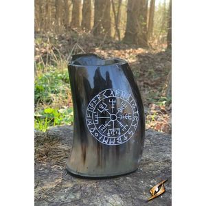 Mug artisanal en corne naturelle de buffle avec finition rustique, parfait pour les boissons à thème viking et comme objet de décoration unique pour la maison. - Product Image 1