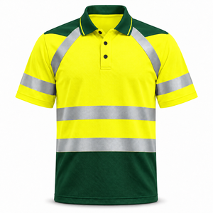 Camiseta Polo de Trabajo Reflectante para Hombre, Personalizable con Logotipo, Transpirable, de Algodón, Manga Corta, Dos Tonos, Cinta Reflectante de Alta Visibilidad - Product Image 1