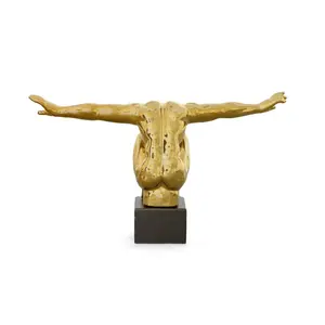 Scultura Moderna di Lupo in Alluminio Fatta a Mano, Placcata in Oro, Qualità Premium, Lucidata, <span class=keywords><strong>Arte</strong></span> per <span class=keywords><strong>Fontana</strong></span> - Product Image 4