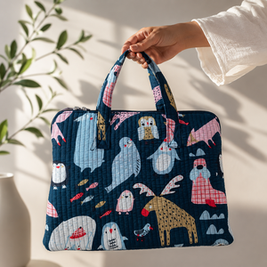 Funda Protectora para Portátil de Tela de Algodón Acolchada con Asa, Cierre de Cremallera, Estampados de Dibujos Animados, para Niños y Mujeres, Duradera, con Múltiples Bolsillos - Product Image 3
