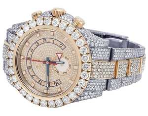 Reloj BOJ R.O.L.E.X.045 para Hombre, Tono Blanco Rosado, Completamente con Moissanita, Lujoso, de Cuarzo Analógico, Acero, 41MM, 3BAR Resistente al Agua, Estilo Hip Hop - Product Image 3