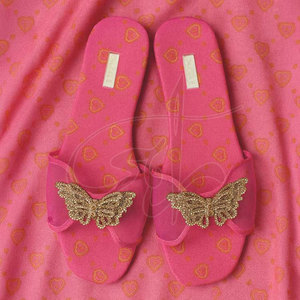 Anti-Slippery Fashion Trend Handmade Printed <b>Insole</b> Genuine Leather Outsole Velvet Lining Transparent Straps Slide for - Product Image 4