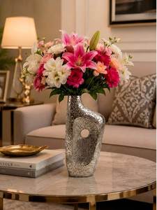 Set Of 2 Silver Customized Handmade Aluminium Flower <b>Vase</b> For Home & Garden Decor Flower Pots For Event And Wedding Centerpiece - Product Image 5