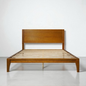 Marco de cama tamaño queen madera maciza de Acacia al por mayor OEM base de cama de madera de fácil montaje estilo de carpintería japonesa ecológica - Product Image 1