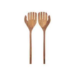 Handcrafted Natural Wooden Salad Servers Eco-Friendly Hand-Shaped Salad Hands Set Premium Wood Kitchen Utensils For Serving - Product Image 1