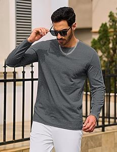 เสื้อยืดแขนยาวคอกลมผู้ชาย สีเทาล้วน สวมใส่สบาย ระบายอากาศได้ดี ทรงปกติ ผ้าฝ้าย 100% ความยาวปกติ - Product Image 4