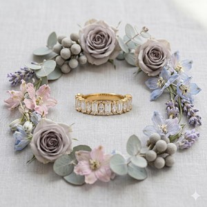 Luxury Marquise And Baguette Cut <b>Diamond</b> Half Eternity <b>Ring</b> Lab Grown 14K Yellow Gold Party Gift Jewelry For Wedding Anniversary - Product Image 4