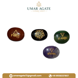 Ensemble de Pierres Naturelles en Agate Gravées avec 4 Symboles des Archanges, Faits à la Main, Durables, pour la Guérison Reiki et la Remerciement - Product Image 6