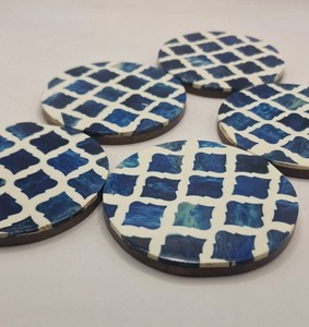 Modern Bone Inlay <b>Drink</b> <b>Coasters</b> Handmade Decorative Home Accent and Gift Set - Product Image 2
