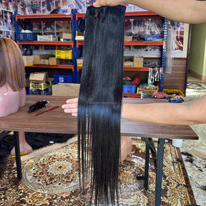 Extensions de cheveux humains vietnamiens à prix abordable, queue de cheval en cheveux bruts vietnamiens, cheveux raides et lisses comme des baguettes, 120g, le meilleur - Product Image 2