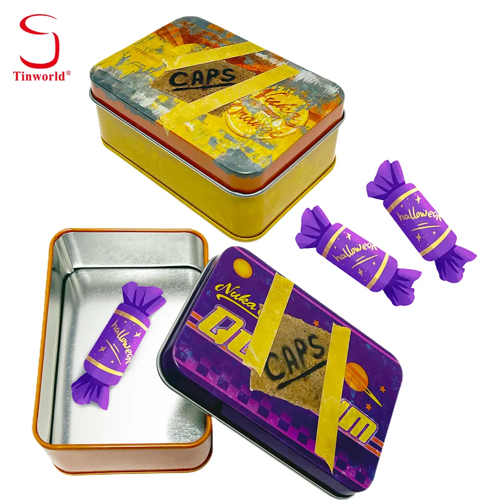Custom Luxury Tinplate Sugar Tinbox Rectangular Metal Sweet Tin Can Small Empty Iron Box For Kids Food Candy OEM