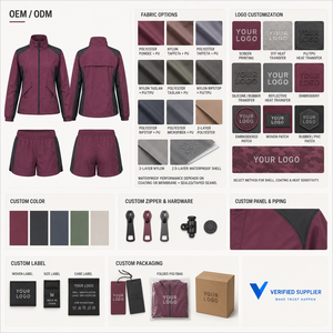 Ensemble de shorts sportifs 2 pièces pour femmes, couleur bordeaux, veste en polyester à séchage rapide avec poche, coupe classique, vêtements de printemps et d'été - Product Image 4