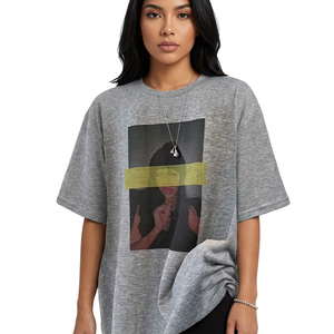 เสื้อยืดผู้หญิง UZ424 รุ่นซัมเมอร์ 2025 ผ้าฝ้ายระบายอากาศ แขนสั้น พิมพ์ลายภาพคน ทรงหลวม โอเวอร์ไซส์ ผ้าฝ้ายถัก 100% - Product Image 2