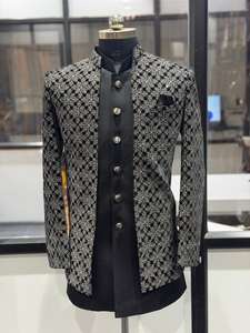 Sherwani de Diseño de Alta Calidad para Hombre, Estilo Indo Occidental de 3 Piezas, Negro Bordado de Lujo, para Usar en Compromisos, a un Precio Accesible - Product Image 2