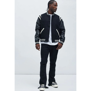 Chaqueta Varsity de Béisbol para Hombre, de Algodón y Poliéster, de Alta Calidad, Ecológica, Transpirable, con Bloques de Color en la Parte Delantera, Estilo Letterman para Invierno - Product Image 3