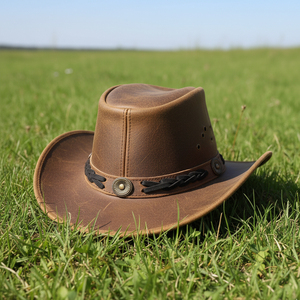 Nuevos Sombreros de Vaquero de Cuero Genuino Unisex Casuales Personalizados - Secado Rápido, Transpirables, Cómodos, Ajustables, para Viajes al Aire Libre, Talla 52-54 cm - Product Image 3