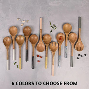 Utensilios de cocina de madera para alimentos Espátula de madera para cocinar Cubiertos de cocina de alta calidad hechos a mano naturales - Product Image 5