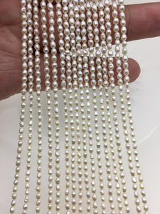 Perlas de Agua Dulce Ovaladas Blancas de 2.5-4mm, Hebra de Perlas Sueltas para Fabricación de Joyería, Venta al Por Mayor - Product Image 4