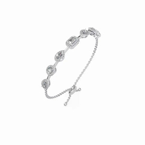 14K Yellow Gold Emerald/Pear/Round Cuts Lab Grown Diamond Filled Very Good Cut <b>Adjustable</b> Luxury Women's Engagement <b>Bracelet</b> - Product Image 6