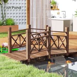 Ponte da Giardino in Legno ad Arco da 1,44 m, Ponte Decorativo per Laghetto, per Paesaggistica e Terrazze - Product Image 1